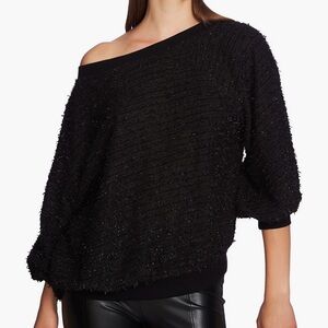 1. State long sleeve black fringe sweater in size sparkle